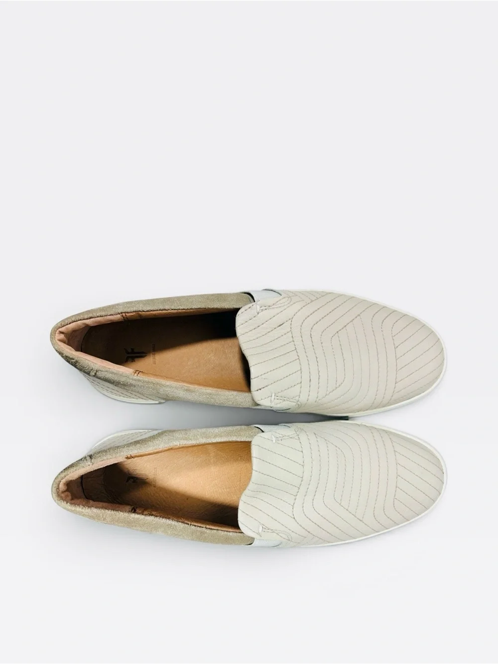 Frye Ivy Stitch Beige Ivory Women’s Slip On Leather Sneakers Comfort Sporty 8.5